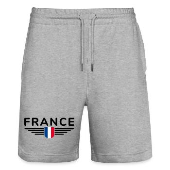 I Love France Elegance Style Design Outfits - Stanley/Stella Trainer Unisex Organic Jogging Shorts - heather grey - Front - Nik (191cm) & Marisol (170cm)