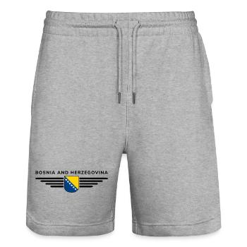 T-Shirt Bosnie-Herzégovine - Short de jogging bio TRAINER Stanley/Stella unisexe - gris chiné - Devant - Nik (191cm) & Marisol (170cm)