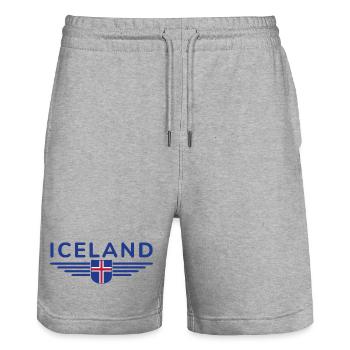 J’aime l’Islande Design T-Shirt Tenue - Short de jogging bio TRAINER Stanley/Stella unisexe - gris chiné - Devant - Nik (191cm) & Marisol (170cm)