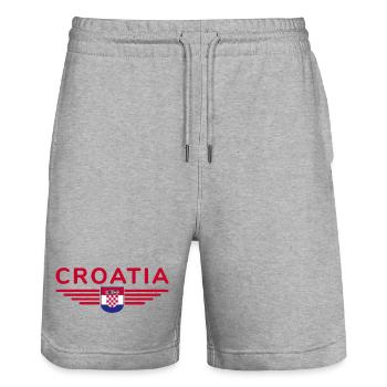 J’aime la Croatie, T-shirt design de style élégance - Short de jogging bio TRAINER Stanley/Stella unisexe - gris chiné - Devant - Nik (191cm) & Marisol (170cm)