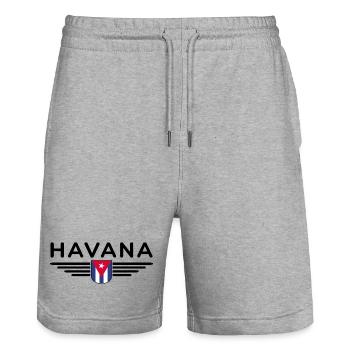 Style Havane – Parfait pour les fans - Short de jogging bio TRAINER Stanley/Stella unisexe - gris chiné - Devant - Nik (191cm) & Marisol (170cm)