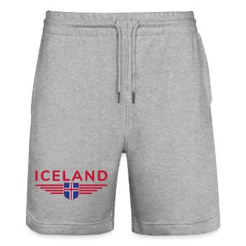 Iceland T-Shirt – Magic of the Northern Lights - Stanley/Stella Trainer Unisex Organic Jogging Shorts - heather grey - Front - Nik (191cm) & Marisol (170cm)