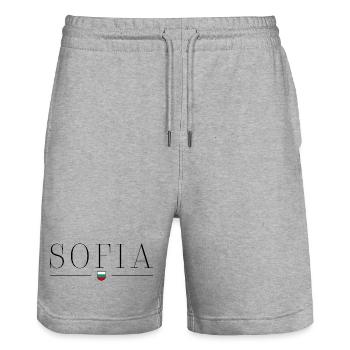 Sofia, Bulgarie T-shirt de conception de style - Short de jogging bio TRAINER Stanley/Stella unisexe - gris chiné - Devant - Nik (191cm) & Marisol (170cm)