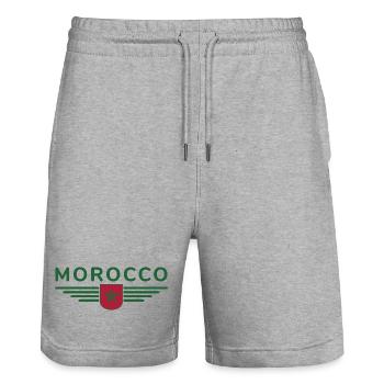 Marokko Rabat Fan Outfit Design T Shirt - Stanley/Stella Unisex Bio Joggingshorts Trainer  - Grau meliert - Vorne - Nik (191cm) & Marisol (170cm)