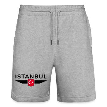 Turkey Ankara Türkiye Istanbul T Shirt Design - Stanley/Stella Trainer Unisex Organic Jogging Shorts - heather grey - Front - Nik (191cm) & Marisol (170cm)