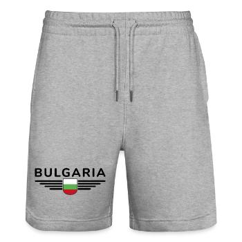 Bulgarien Design – Liebe zur Kultur - Stanley/Stella Unisex Bio Joggingshorts Trainer  - Grau meliert - Vorne - Nik (191cm) & Marisol (170cm)