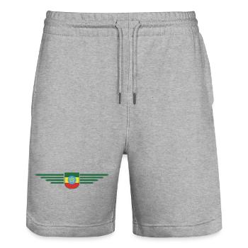 Ethiopia Design – Pride and Culture - Stanley/Stella Trainer Unisex Organic Jogging Shorts - heather grey - Front - Nik (191cm) & Marisol (170cm)
