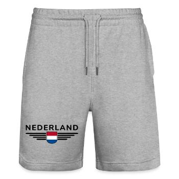 Pays-Bas Fan Outfit Design T-Shirt - Short de jogging bio TRAINER Stanley/Stella unisexe - gris chiné - Devant - Nik (191cm) & Marisol (170cm)