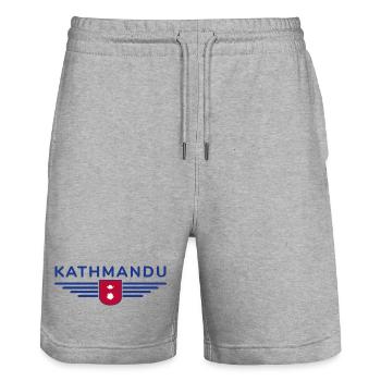 Katmandou Design – Le cœur du Népal - Short de jogging bio TRAINER Stanley/Stella unisexe - gris chiné - Devant - Nik (191cm) & Marisol (170cm)
