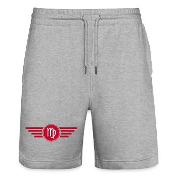 Sternzeichen Jungfrau, exklusives T-Shirt Design - Stanley/Stella Unisex Bio Joggingshorts Trainer  - Grau meliert - Vorne - Nik (191cm) & Marisol (170cm)