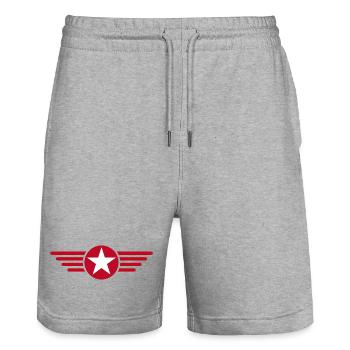 Stylish Wing Star T-Shirt Design - Stanley/Stella Trainer Unisex Organic Jogging Shorts - heather grey - Front - Nik (191cm) & Marisol (170cm)