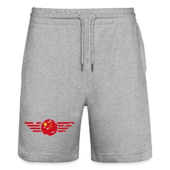 J’aime la Chine, T-shirt design de style élégance - Short de jogging bio TRAINER Stanley/Stella unisexe - gris chiné - Devant - Nik (191cm) & Marisol (170cm)