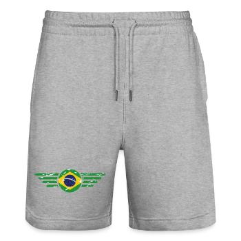 J’aime le Brésil, T-shirt design de style élégance - Short de jogging bio TRAINER Stanley/Stella unisexe - gris chiné - Devant - Nik (191cm) & Marisol (170cm)
