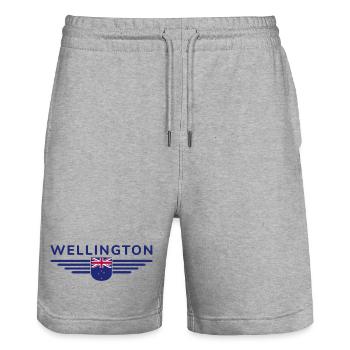 Wellington T-Shirt for New Zealand Fans - Stanley/Stella Trainer Unisex Organic Jogging Shorts - heather grey - Front - Nik (191cm) & Marisol (170cm)