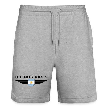 Buenos Aires Shirt for Argentina Fans - Stanley/Stella Trainer Unisex Organic Jogging Shorts - heather grey - Front - Nik (191cm) & Marisol (170cm)