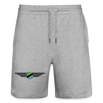 Tansania T-Shirt für echte Fans - Stanley/Stella Unisex Bio Joggingshorts Trainer  - Grau meliert - Vorne - Nik (191cm) & Marisol (170cm)