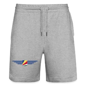Seychelles fans: T-shirts for island dreams - Stanley/Stella Trainer Unisex Organic Jogging Shorts - heather grey - Front - Nik (191cm) & Marisol (170cm)