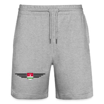 Abkhazia Design – Pride for fans and travelers - Stanley/Stella Trainer Unisex Organic Jogging Shorts - heather grey - Front - Nik (191cm) & Marisol (170cm)