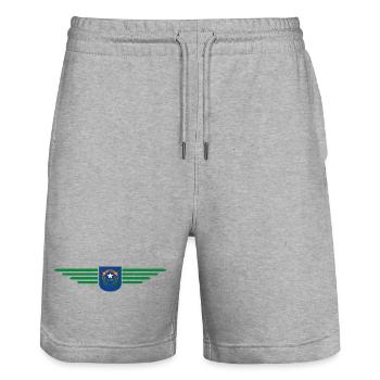 T-shirt Nevada Fan – Parfait pour les fans ! - Short de jogging bio TRAINER Stanley/Stella unisexe - gris chiné - Devant - Nik (191cm) & Marisol (170cm)