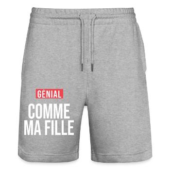 Génial comme ma fille humour drôle papa fête - Short de jogging bio TRAINER Stanley/Stella unisexe - gris chiné - Devant - Nik (191cm) & Marisol (170cm)