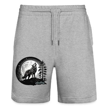Full moon - Stanley/Stella Trainer Unisex Organic Jogging Shorts - heather grey - Front - Nik (191cm) & Marisol (170cm)