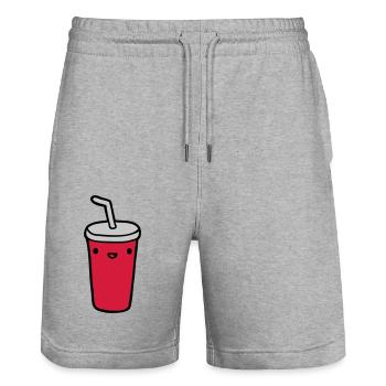 Cola Becher Restaurant - Stanley/Stella Unisex Bio Joggingshorts Trainer  - Grau meliert - Vorne - Nik (191cm) & Marisol (170cm)