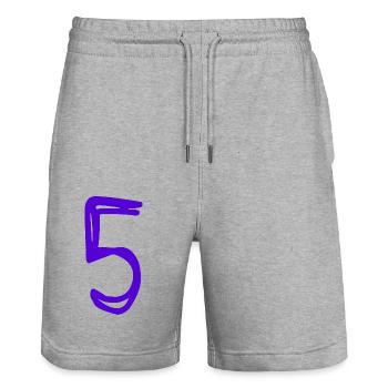 5 ANS. 5e ANNIVERSAIRE. ANNIVERSAIRE 5 ANS. 5 - Short de jogging bio TRAINER Stanley/Stella unisexe - gris chiné - Devant - Nik (191cm) & Marisol (170cm)