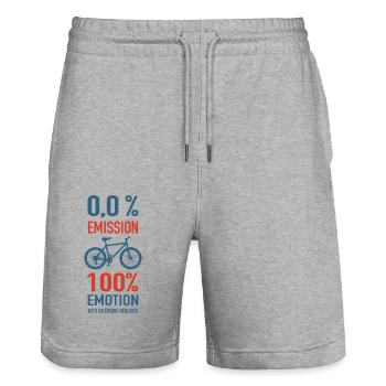 0% Emission 100% Emotion Fahrrad Bike - Stanley/Stella Unisex Bio Joggingshorts Trainer  - Grau meliert - Vorne - Nik (191cm) & Marisol (170cm)