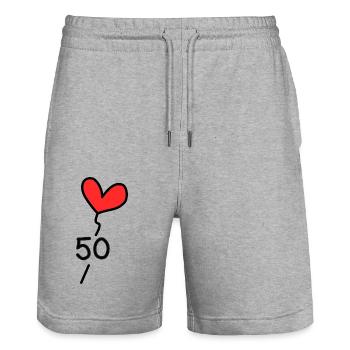 50 JAHRE. 50-jähriges Jubiläum. GEBURTSTAG 50 JAHRE. 50 - Stanley/Stella Unisex Bio Joggingshorts Trainer  - Grau meliert - Vorne - Nik (191cm) & Marisol (170cm)