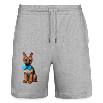 Berger Allemand Propriétaire Chien Chien Costume de chiot - Short de jogging bio TRAINER Stanley/Stella unisexe - gris chiné - Devant - Nik (191cm) & Marisol (170cm)