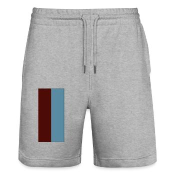 Red Blue Colors - Stanley/Stella Trainer Unisex Organic Jogging Shorts - heather grey - Front - Nik (191cm) & Marisol (170cm)
