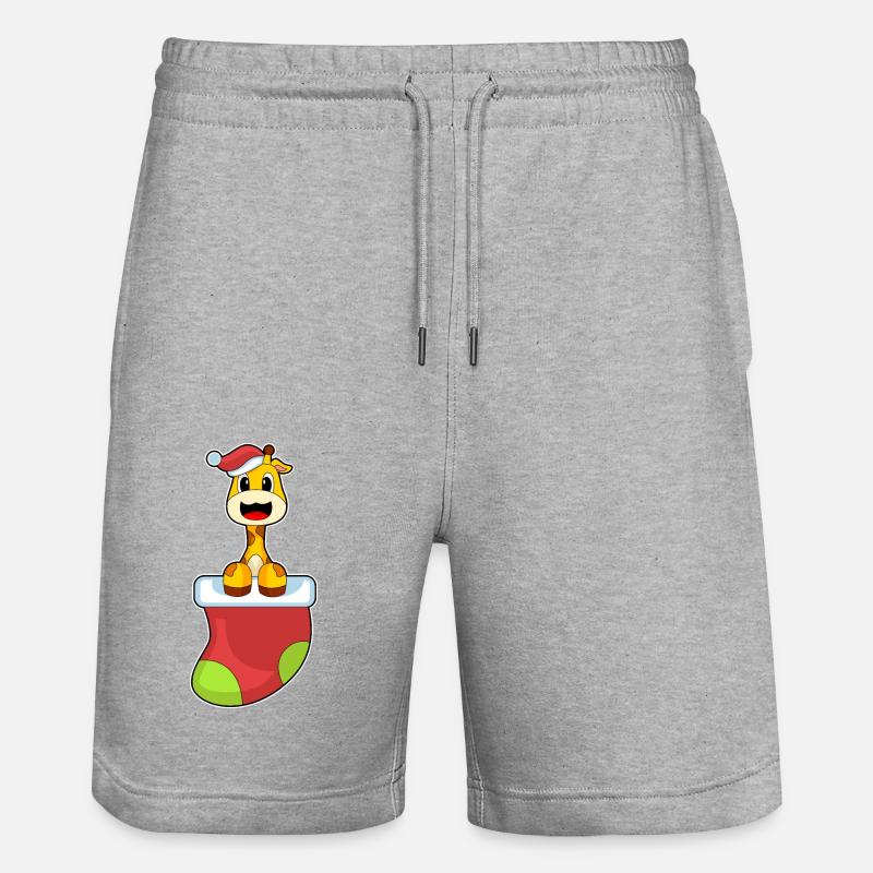 Girafe Noël Noël Chaussettes - Short de jogging bio TRAINER Stanley/Stella unisexe - gris chiné