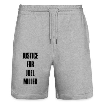 Justice For Joel Miller - Black Text - Stanley/Stella Trainer Unisex Organic Jogging Shorts - heather grey - Front - Nik (191cm) & Marisol (170cm)