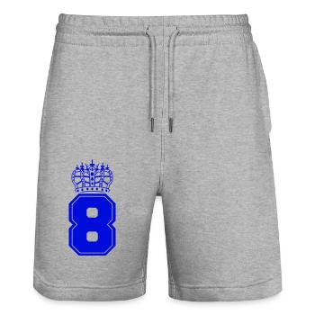 8 Crown - Stanley/Stella Trainer Unisex Organic Jogging Shorts - heather grey - Front - Nik (191cm) & Marisol (170cm)