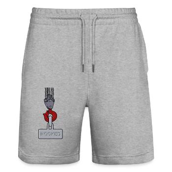 1267 crochet hooked 1 - Stanley/Stella Trainer Unisex Organic Jogging Shorts - heather grey - Front - Nik (191cm) & Marisol (170cm)