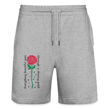 Everything beautiful goes through a thorny path - Stanley/Stella Trainer Unisex Organic Jogging Shorts - heather grey - Front - Nik (191cm) & Marisol (170cm)