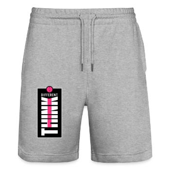 Think different. - Stanley/Stella Trainer Unisex Organic Jogging Shorts - heather grey - Front - Nik (191cm) & Marisol (170cm)