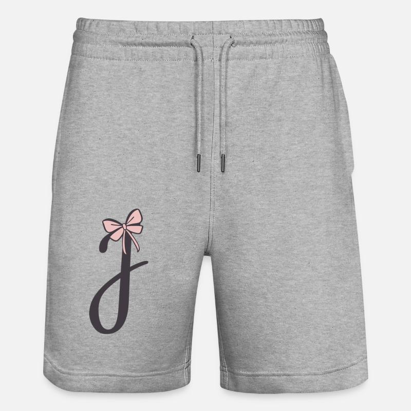 Anfangsbuchstabe J Schleifchen - Stanley/Stella Unisex Bio Joggingshorts Trainer  - Grau meliert