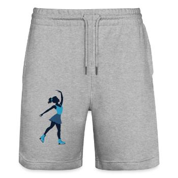 Figure Skater Illustration - Sports Design - Stanley/Stella Trainer Unisex Organic Jogging Shorts - heather grey - Front - Nik (191cm) & Marisol (170cm)