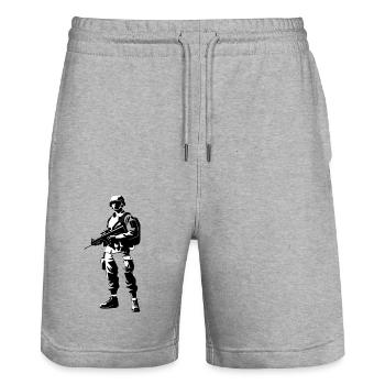 Soldier - Army Design - Stanley/Stella Trainer Unisex Organic Jogging Shorts - heather grey - Front - Nik (191cm) & Marisol (170cm)