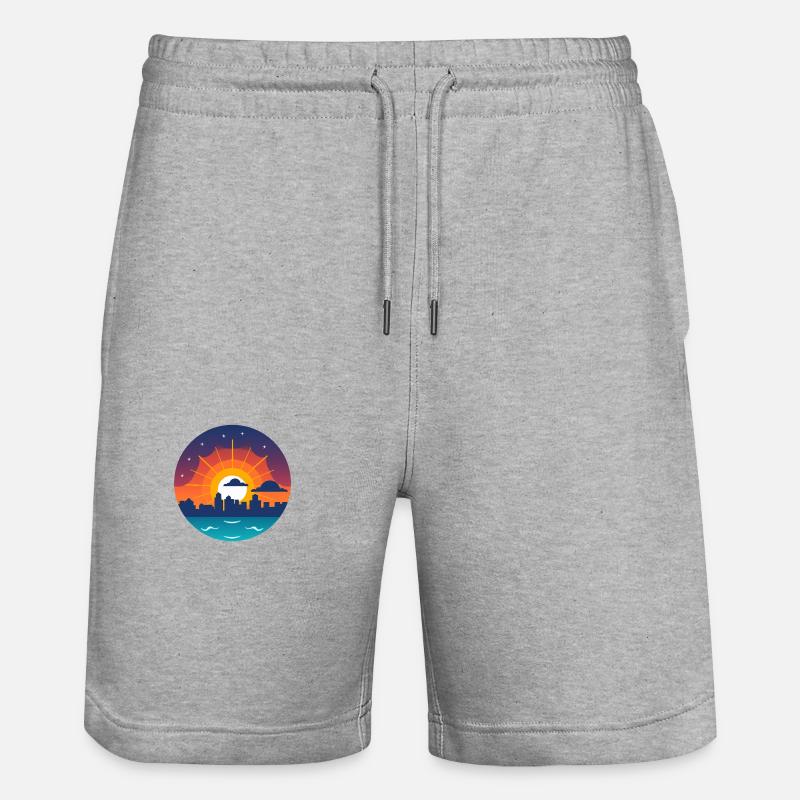 Coucher de soleil comique Skyline - Short de jogging bio TRAINER Stanley/Stella unisexe - gris chiné