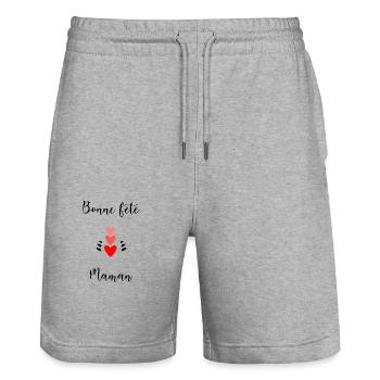 OMA. MUTTERTAG. ALLES GUTE ZUM OMA-TAG. ICH LIEBE DICH - Stanley/Stella Unisex Bio Joggingshorts Trainer  - Grau meliert - Vorne - Nik (191cm) & Marisol (170cm)
