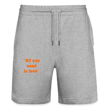 Love Anthem Typography - Stanley/Stella Unisex Bio Joggingshorts Trainer  - Grau meliert - Vorne - Nik (191cm) & Marisol (170cm)