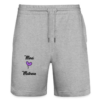 GELIEBTE. VIELEN DANK. DANKE HERRIN - Stanley/Stella Unisex Bio Joggingshorts Trainer  - Grau meliert - Vorne - Nik (191cm) & Marisol (170cm)