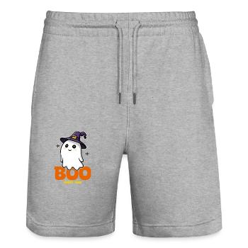 Ghost club Halloween - Stanley/Stella Trainer Unisex Organic Jogging Shorts - heather grey - Front - Nik (191cm) & Marisol (170cm)
