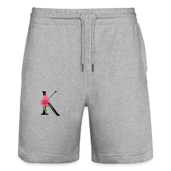 Eleganter Buchstabe 'K' mit Blumen - Stanley/Stella Unisex Bio Joggingshorts Trainer  - Grau meliert - Vorne - Nik (191cm) & Marisol (170cm)