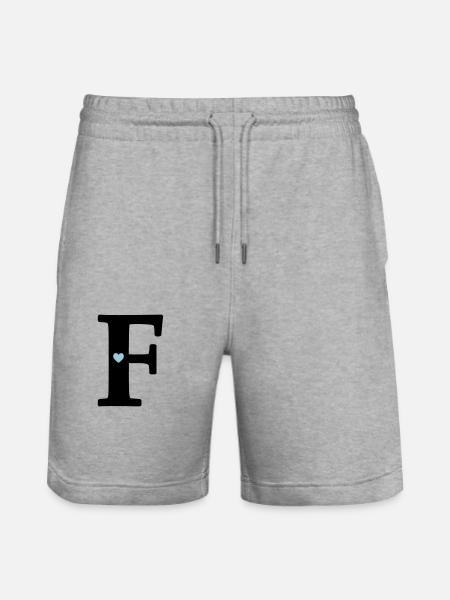 Letter F Initial letter - Stanley/Stella Trainer Unisex Organic Jogging Shorts - heather grey