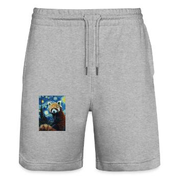 Red Panda, Van Gogh, Starry Night - Stanley/Stella Trainer Unisex Organic Jogging Shorts - heather grey - Front - Nik (191cm) & Marisol (170cm)