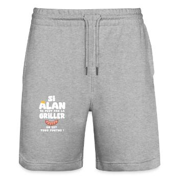 Alan roi barbecue cadeau alan fêtes - Short de jogging bio TRAINER Stanley/Stella unisexe - gris chiné - Devant - Nik (191cm) & Marisol (170cm)