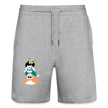 Katzen - Stanley/Stella Unisex Bio Joggingshorts Trainer  - Grau meliert - Vorne - Nik (191cm) & Marisol (170cm)